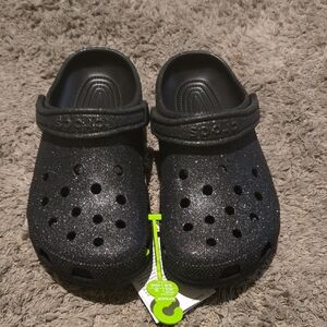 CROCS Kids Black Sparkle Water Shoes